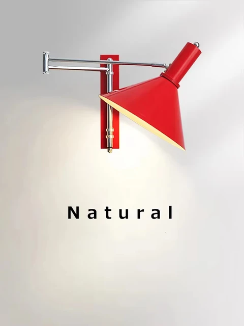 Bauhaus Rocker โคมไฟติดผนังพร้อมปลั๊กพับห้องนอนนอกจาก Retro ข้างเตียงอ่านสายไฟหมุนได้ฟรี LED Wall Light 1