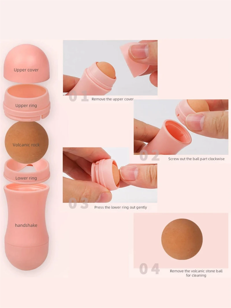 Face Oil Absorbing Roller 2 Balls Skin Care Tool Volcanic Stone Oil Absorber Washable Facial Oil Removing Care Skin Makeup Tool 4