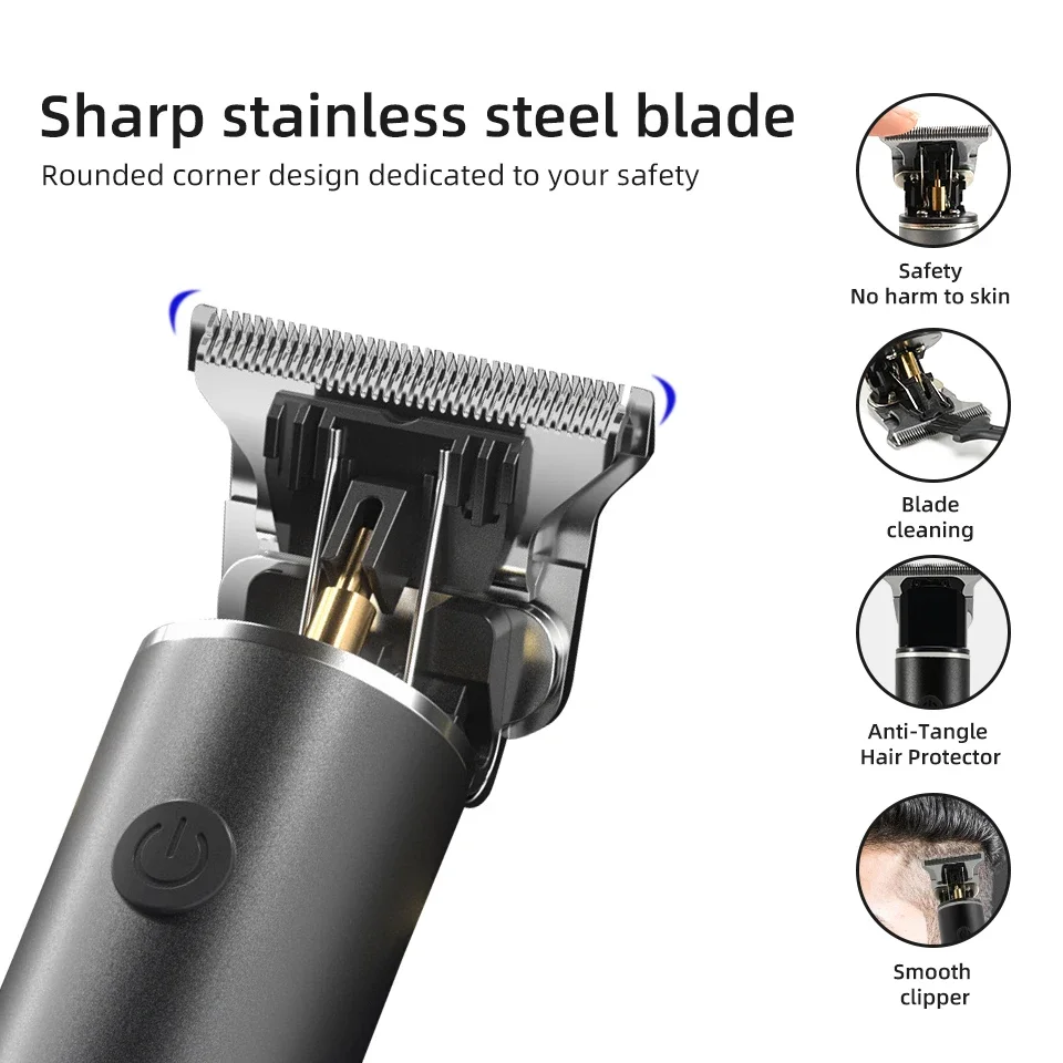 Vintage Hair Cutting Machine Men's Electric Clippers Hair Cutting Kit Beard Trimmer Hairstyle Body Beard Shaving Type-C Charge