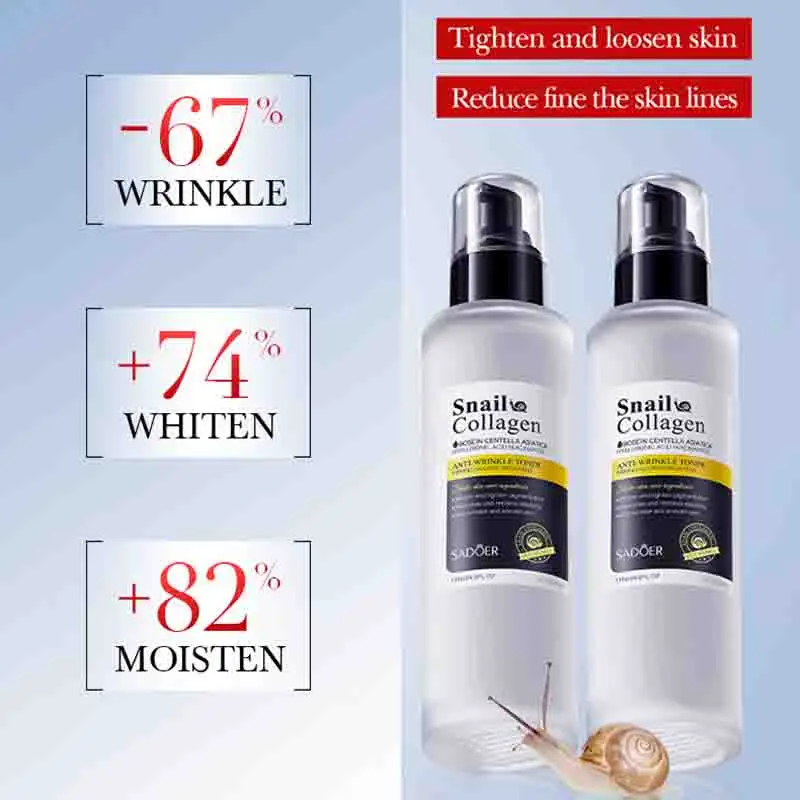 SADOER Snail Collagen Face Toner Moisturizing Brightening Nourishing Firming Hydrating Face Serum Skin Care