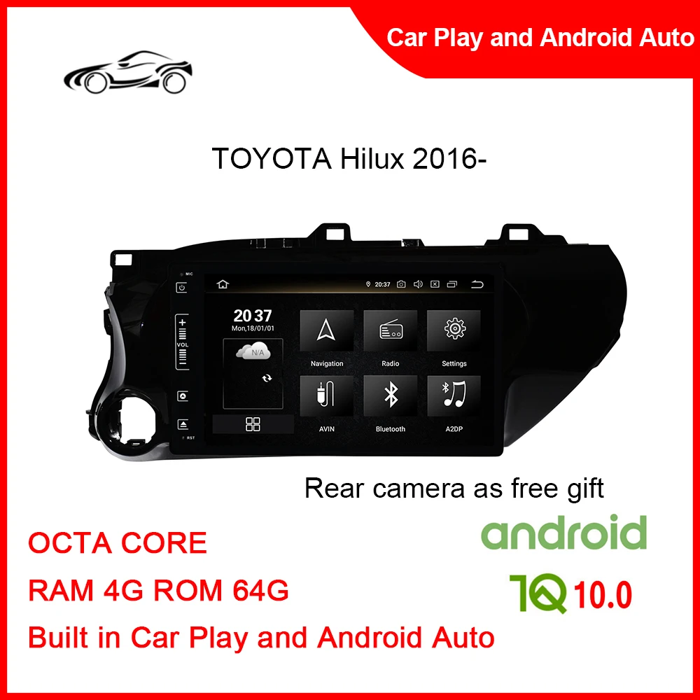 

Android 10,1-дюймовый Mp5 медиаплеер Carplay Автомобильный GPS Интеллектуальная навигация для TOYOTA HILUX 2016-