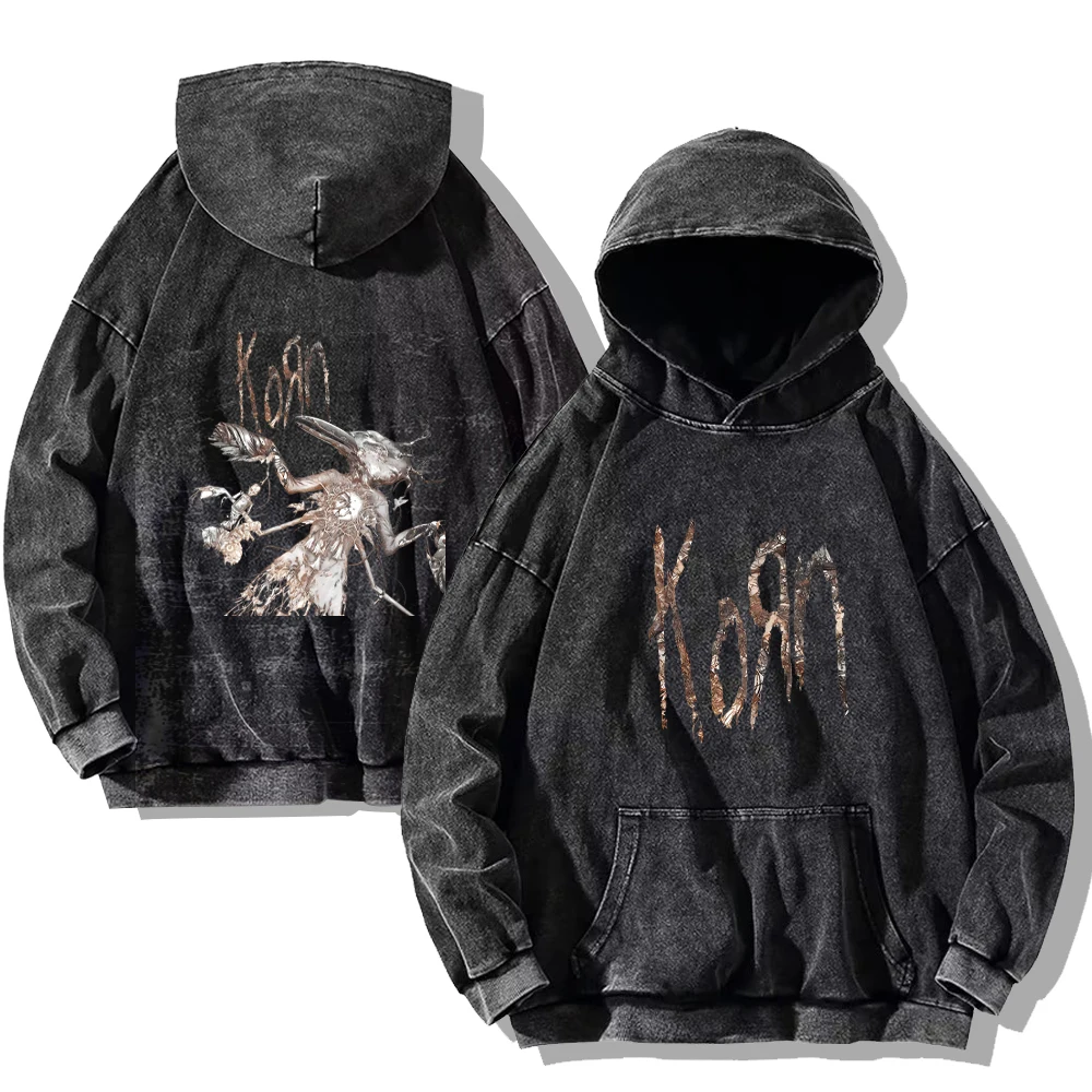 Sudadera con capucha de la banda de Rock Korn para hombre y mujer, ropa de  calle Vintage de la gira mundial, sudaderas lavadas de algodón, Jersey