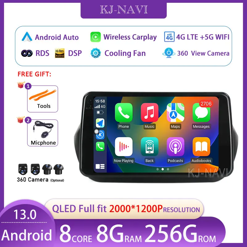 Android 13 Per Fiat Fiorino Qubo Per Citroen Nemo Per Peugeot Bipper 2008 - 2017 Autoradio Stereo Lettore Multimediale Stereo