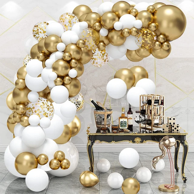 Balloons Birthday Party Decoration Gold White  Gold White Wedding  Decoration - Latex - Aliexpress