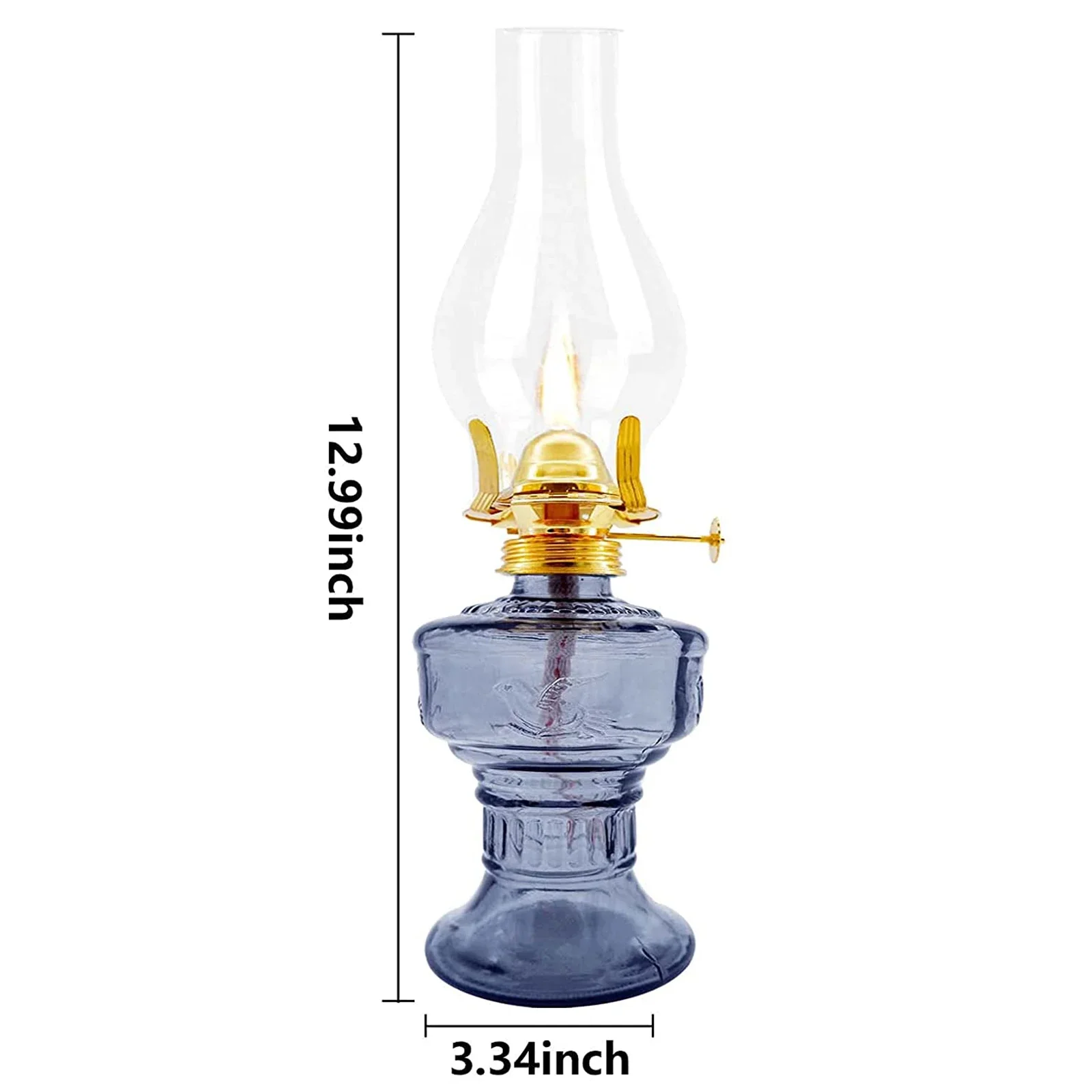 Glass Oil Lamp 33CM Retro Kerosene Indoor Vintage Four-Claw Lamp Head Clear Lantern Home Decor Outdoor Camping
