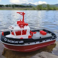 Remote Control Tugboat 1:72 Simulation Red Fire Boat 2.4g Toy Model Decorated Fishing Boat Children's Christmas Birthday Gift 1