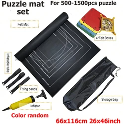 Deluxe Puzzle Storage Scroll Mat for Adult Puzzles, Fits 1500 - 3000 Pieces (1500 mat set - Black)