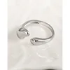 F.I.N.S Original Plain S925 Sterling Silver Open Ring Irregular Glossy Adjustable Stacked Finger Fine Jewelry Prevent Allergy 2