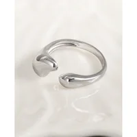F.I.N.S Original Plain S925 Sterling Silver Open Ring Irregular Glossy Adjustable Stacked Finger Fine Jewelry Prevent Allergy 2