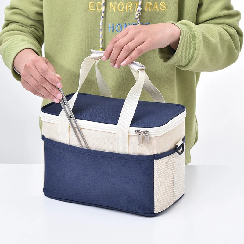 BYMONDY Oxford Cloth Insulated Lunch Cooler Bag Collapsible Leakproof Lunch Bags with Adjustable Shoulder Strap Thermal Lunchbox