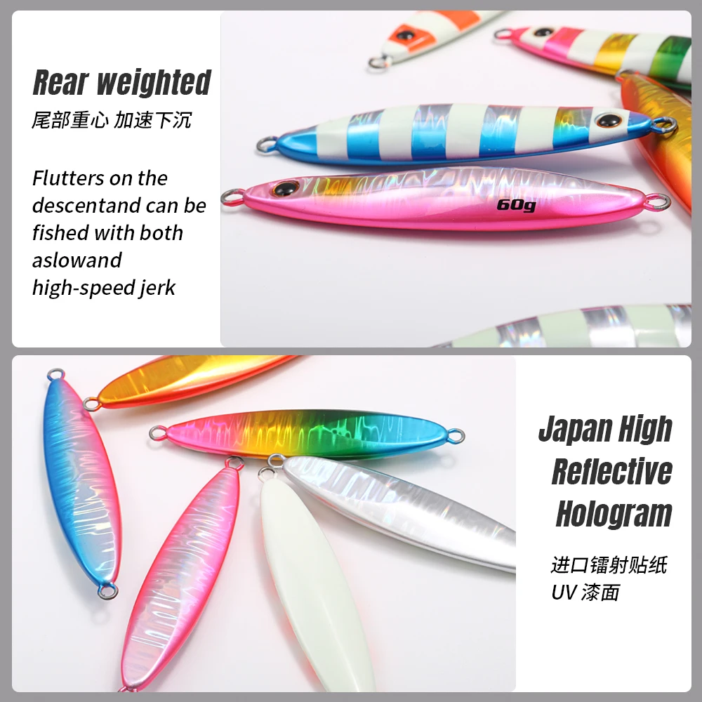 JIGGING PRO 20g 30g 40g 60g Slow Blatt Cast Weitwurf-Metalljigs Angelköder für Uferangeln – Detail 6