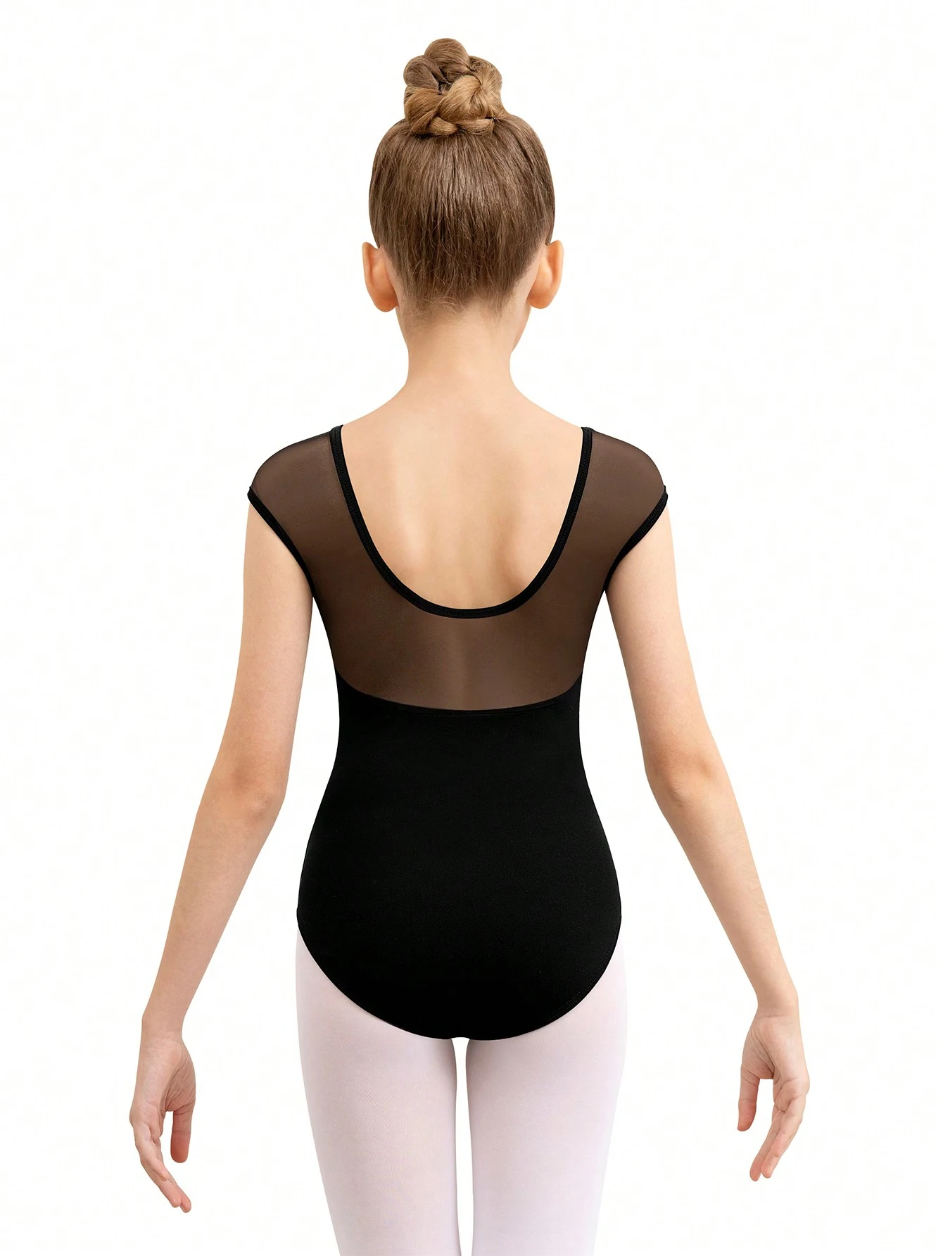 Cap Sleeve Ballet leotard for girls v-neck mesh hollow back toddler full front lining girls gymnastics leotard