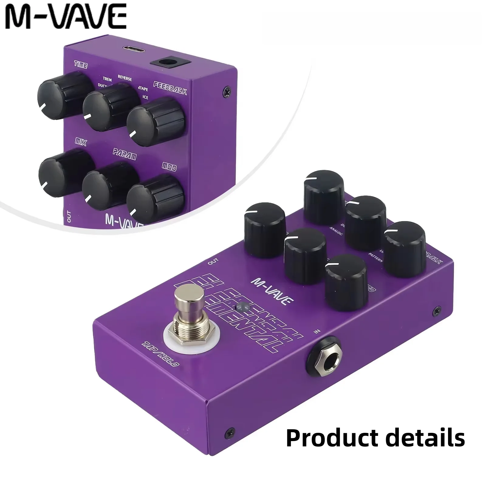 M-VAVE Elemental Digital Delay Guitar Pedal 9 Vintage Amp Effects 3-Band EQ True Bypass TAP/HOLD Professional Mode
