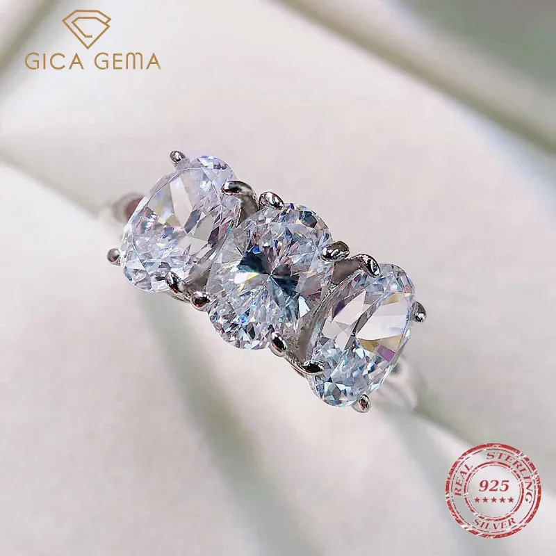 

Gica Gema 2024 Trend 100% 925 Real Silver White High Carbon Diamond Rings For Women Wedding Band Party Fine Jewelry Female Gifts