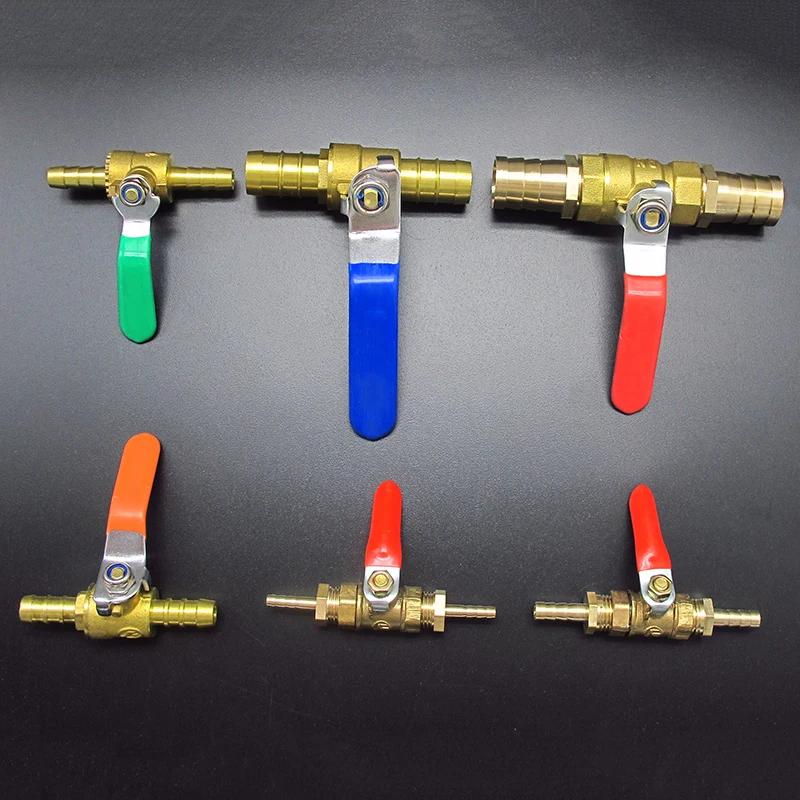 Ball Valve 4mm 6mm 8mm 10mm 12mm 14mm 16mm 19mm 25mm Hose Barb Two Way Brass Shut Off Ball Valve For Fuel Gas Water Oil Air