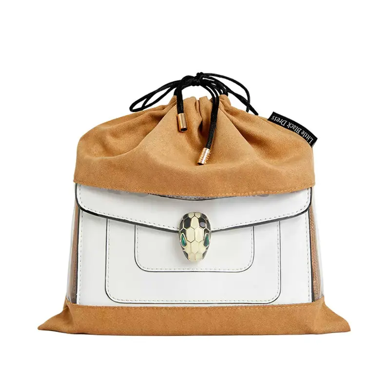 

Artificial Suede Drawstring Bag Dust Bag For Handbag Transparent Visual Dust Cover Draw String Bag Free Shipping
