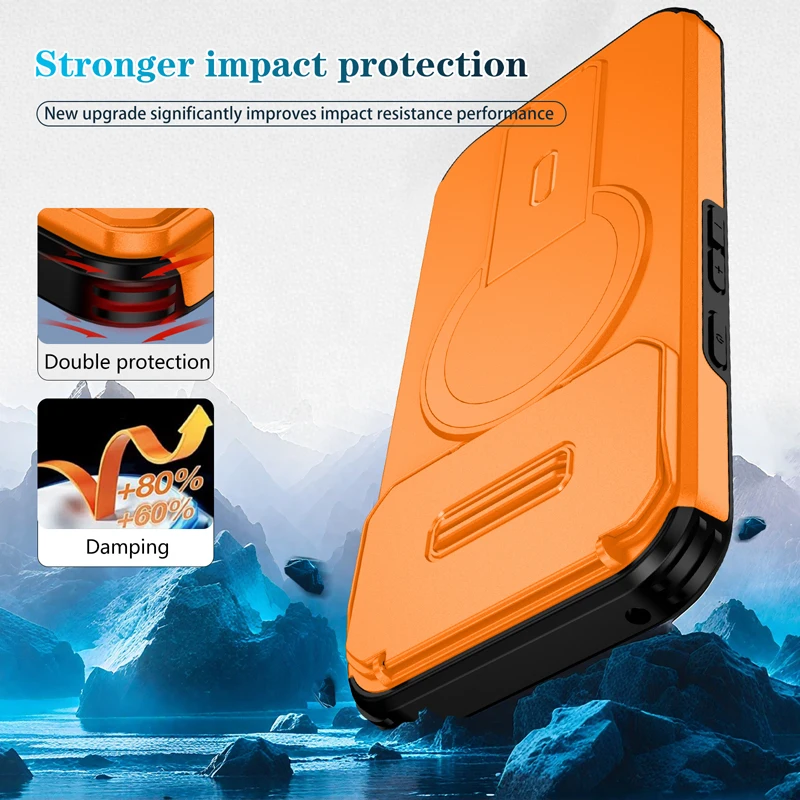 Heavy-Duty Armor Magnetic Stand Case with Magsafe Wireless Charging Compatibility - Business Rugged Phone Cover