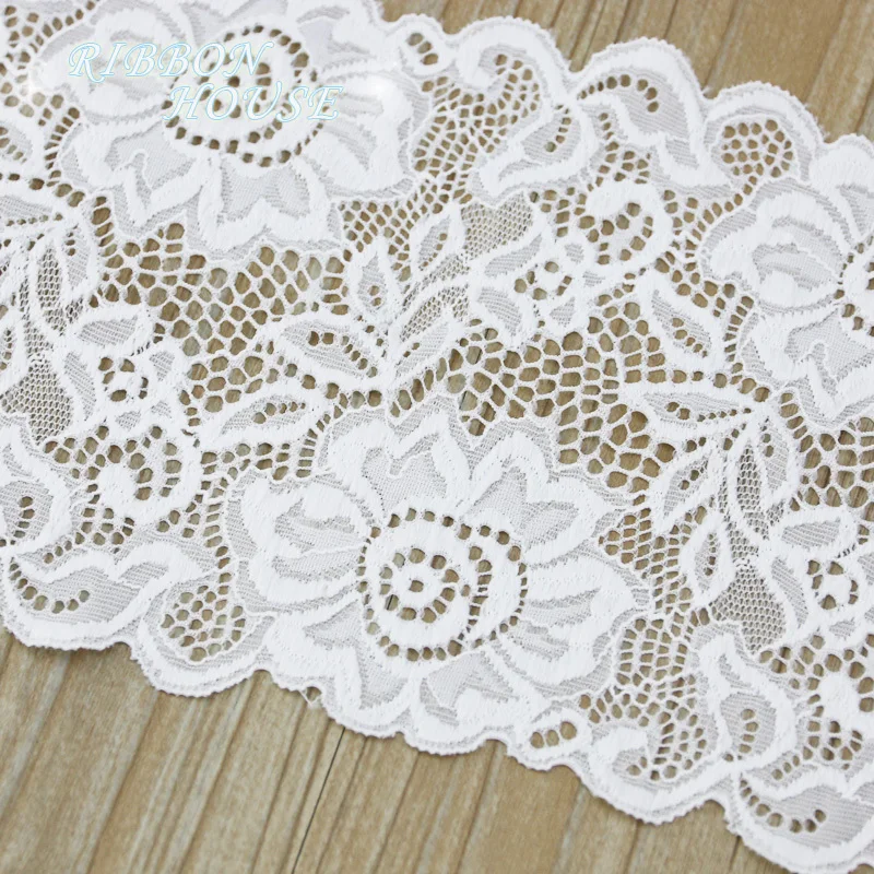 2Yards 20cm Width Multi Scalloped Stretch Elastic Lace Trim For DIY Bra Clothing