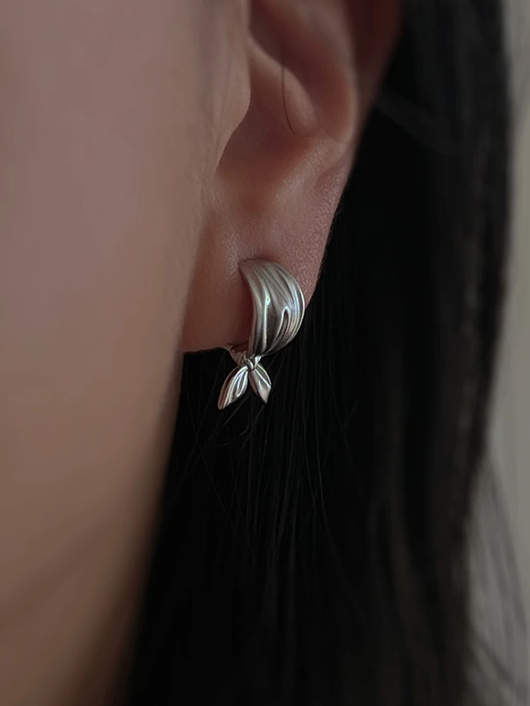 Silver 3D Bow Stud Earring