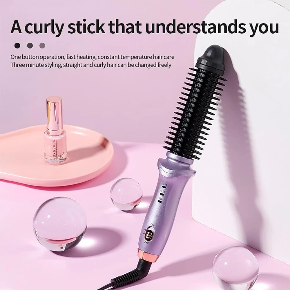3/4 Inch Curling Iron Brush Fast Heating Ceramic Tourmaline Hair Curling Wand Travel Hot Brush with Barrel for All Hair Types