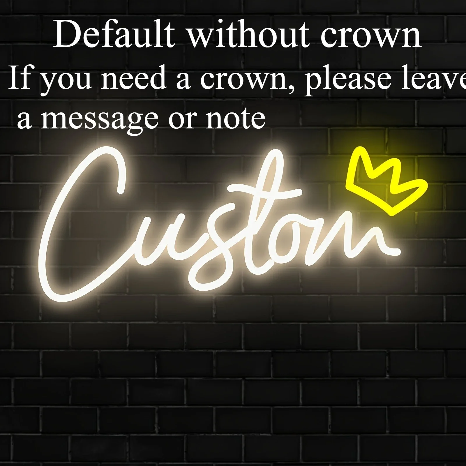 Personalized Neon Sign with Crown - USB Powered Wall Decor