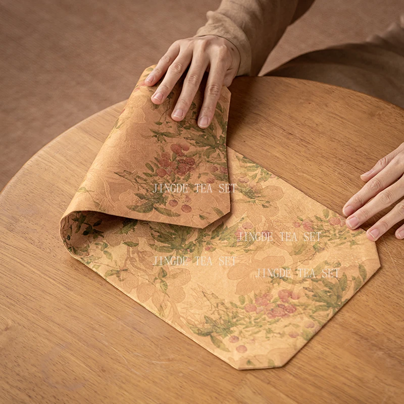 Xiangyunsha Tea Banquet New Chinese Style Waterproof Pad Tea Tray Mat Fabric Double-sided Rectangular Teatowel