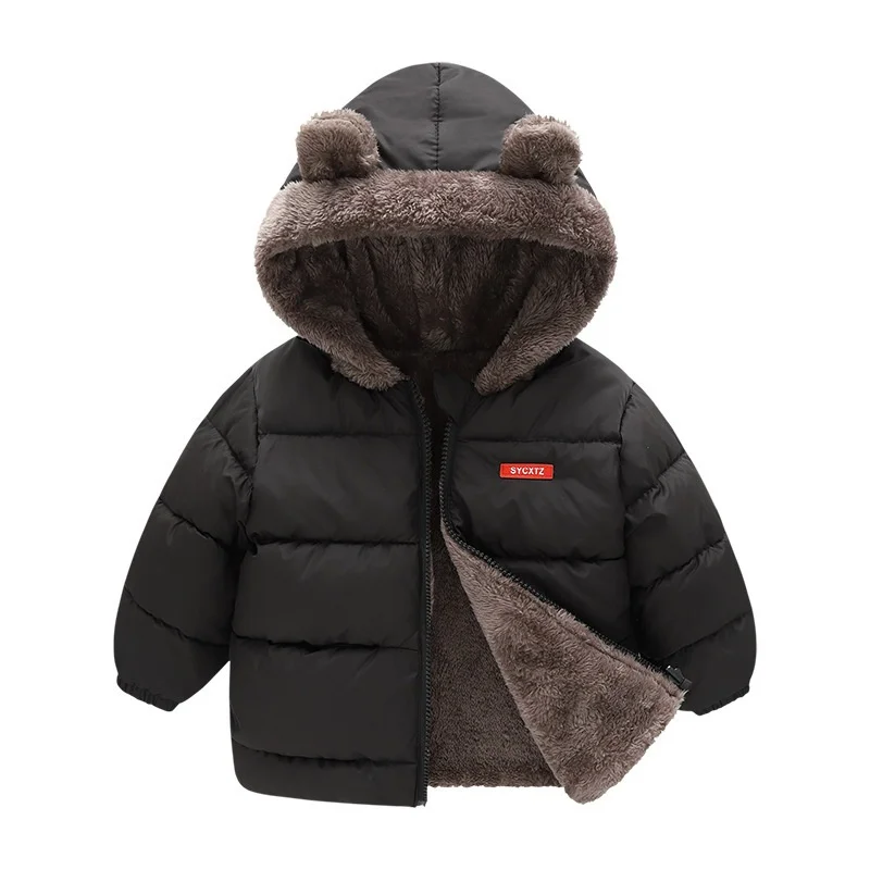 Baby Hooded Cotton Outerwear New Children's Thick Fleece Coat Cashmere  Padded Jackets Boys Girls Warm Coats 1-5Y