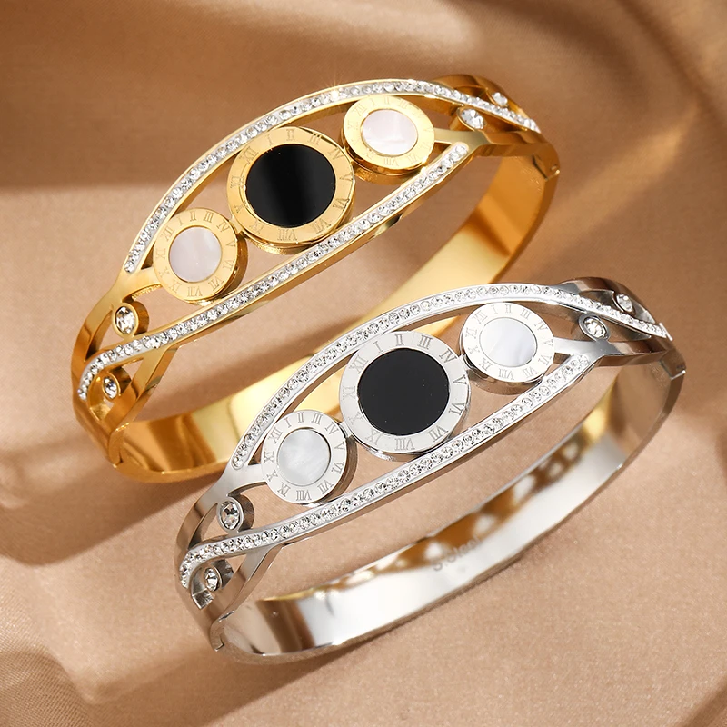 

GoodStainless Steel Bangle Brand Roman Numerals Charms Design Freeshipping