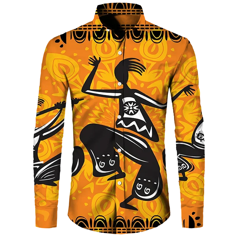 Camisa con botones para hombre nueva, camisas de manga larga con estampado africano Dashiki, ropa tradicional para parejas, ropa de calle de estilo étnico de hip hop