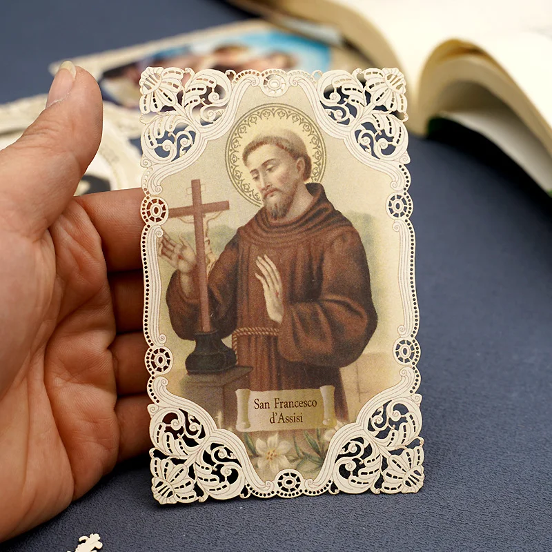 Image of Catholic Saints Lace Card Religious Figure Image Hollowed Out Bookmark Christian Catholic Gift Church Souvenir