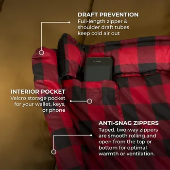 0 Degree Sleeping Bag. Warm and Comfortable Camping Sleeping Bag, Tough Canvas Shell for Camping 5