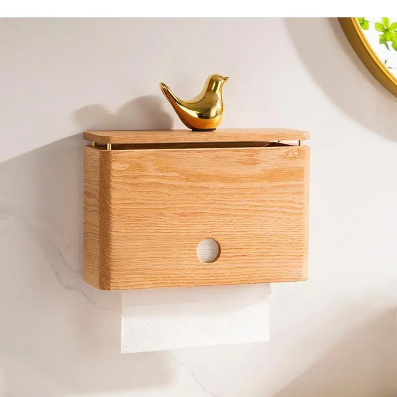 

Wall-mounted Wooden Tissue Box Bathroom Shelves Toilet Tissue Holder Napkin Holder Toilet Paper Holder Stand Paper Towel Holders