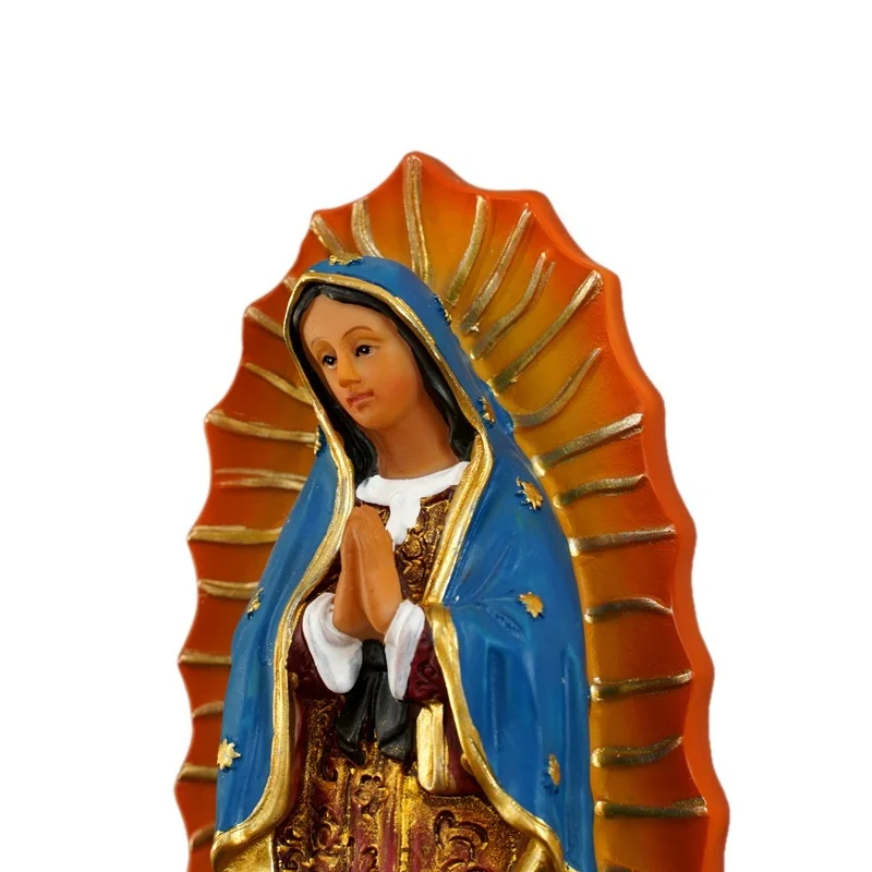 Handmade Painted Our Lady of Guadalupe Statue Figurine Catholic Sculpture Resin Home Office Religious Decoration Ornament Crafts Christian Statue Home Decor Items
