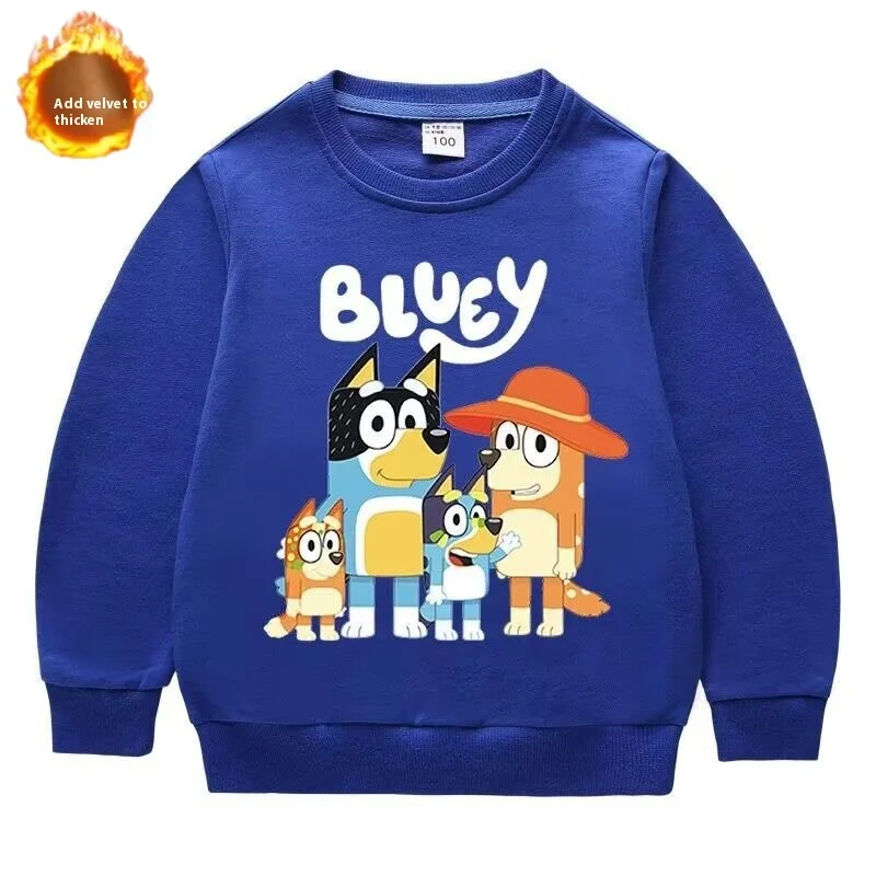 thumbnail image 1 of Bluey'S Velvet And Thickening Children'S Round Neck Sports Sweatshirt Bluey Long-Sleeved Casual Tops For Boys And Girls Hoodie, 1 of 5