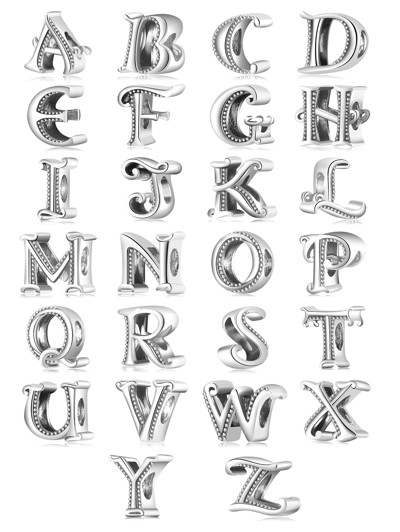 NEUE 925 Sterling Silber Mode Zarte A Bis Z Alphabet Buchstaben Perlen Fit Charms 925 Armbänder Armreifen DIY Schmuck