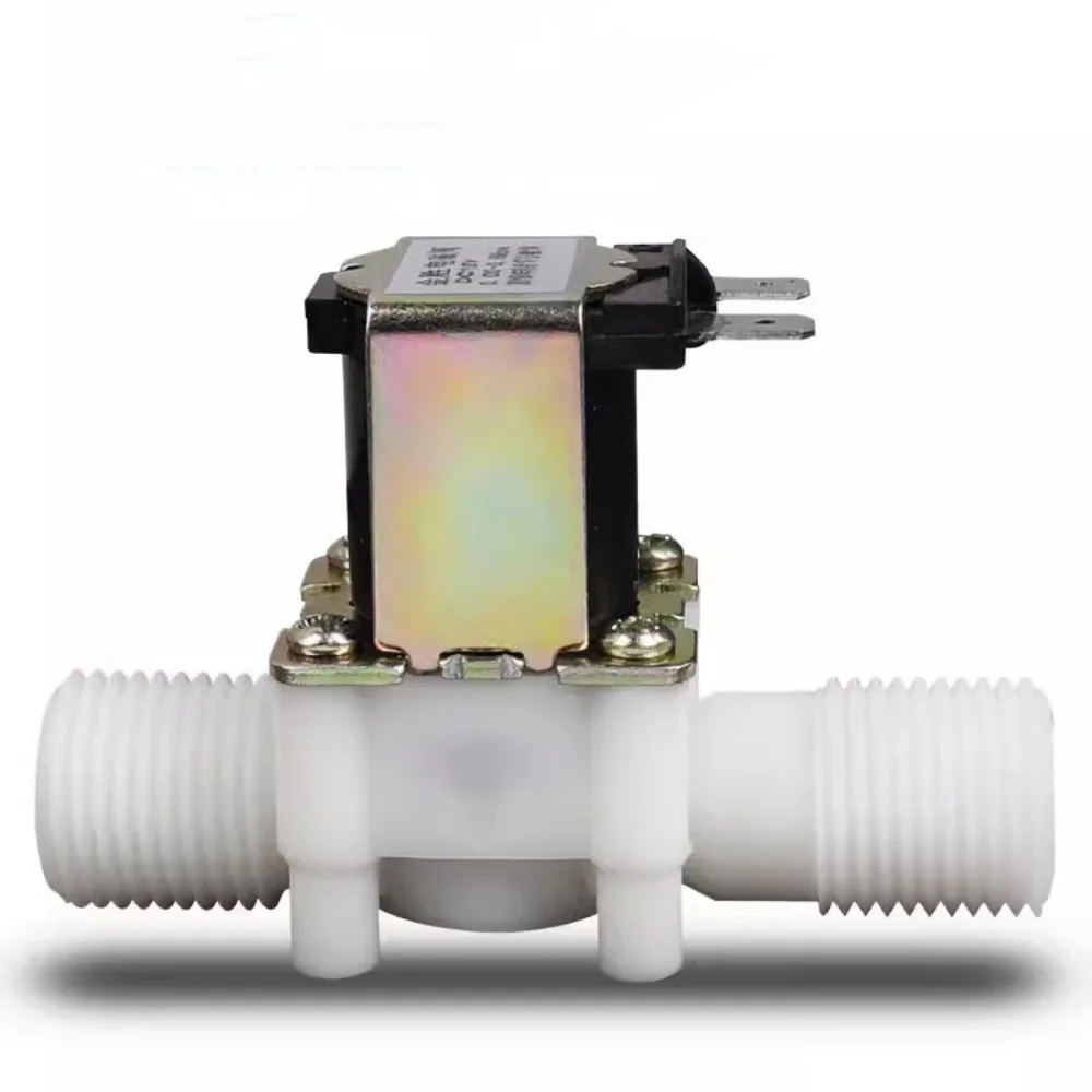 Plastic Electric Solenoid Valve Magnetic DC 24V Water Air Inlet Flow Switch G1/2  0.02-0.8MPA ,DC 24V Pressure Normally Closed