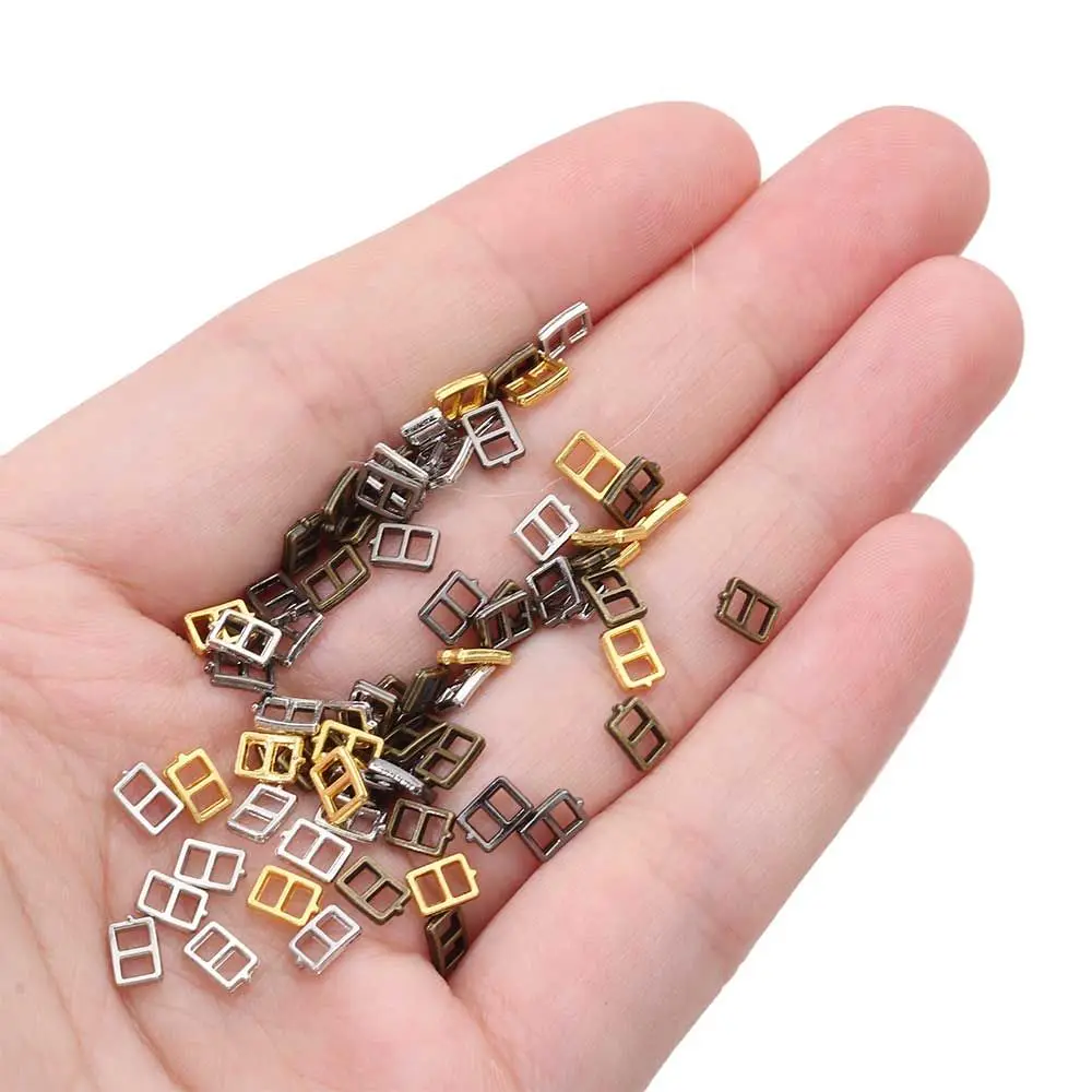 100pcs/Set 2mm Tiny Metal Tri-glide Belt Buckle Doll Bags Mini  Buckles DIY Sewing Doll Shoes Clothes Buttons for BJD Dolls