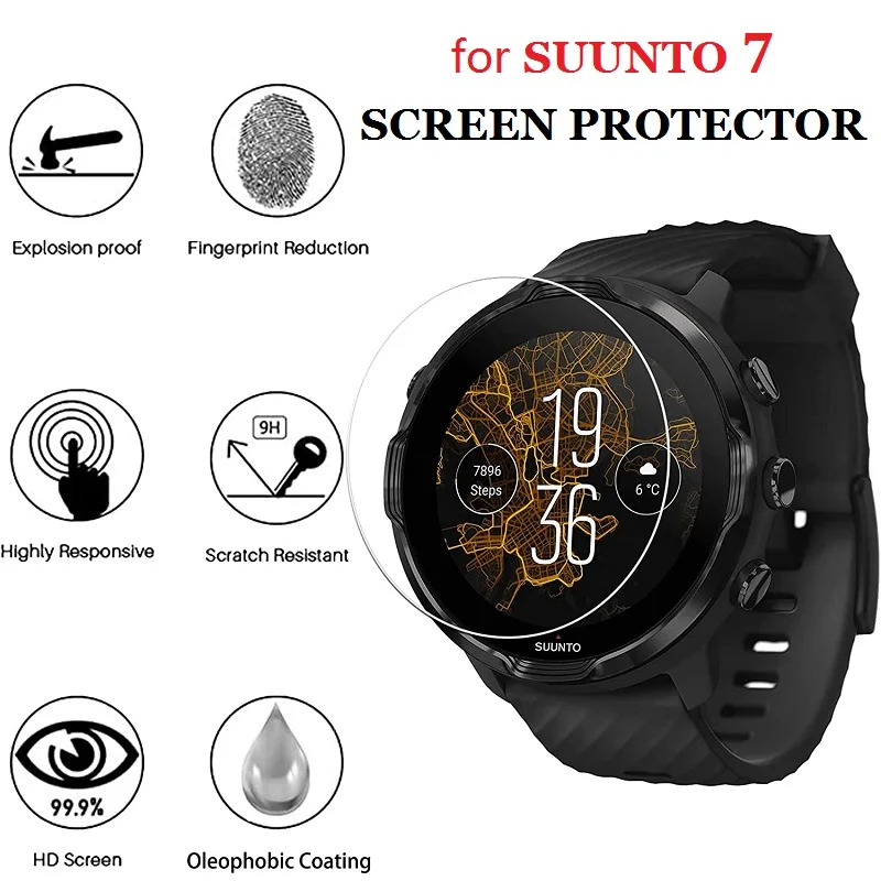 3Pcs Smart Watch Screen Protector Per Suunto 7 Round Tempered Glass Hd Clear Pellicola Protettiva Antigraffio
