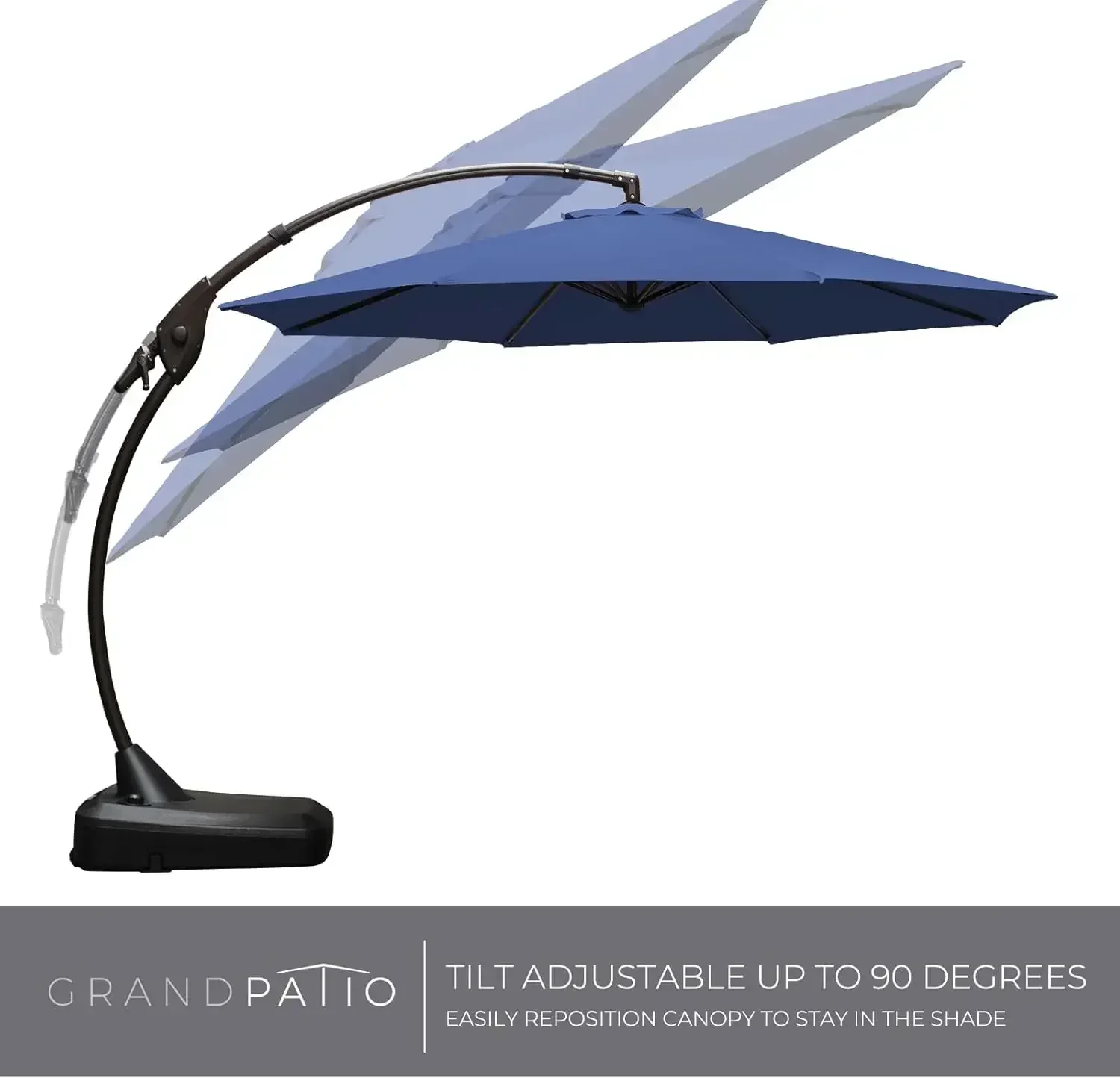 12FT Round Cantilever Patio Umbrella with Base & Cover 2