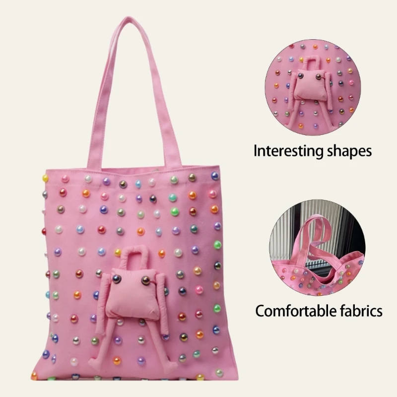 Modern Fashionable Canvas Bag Shoulder Bags Casual Travel Large Capacity Handbag E74B