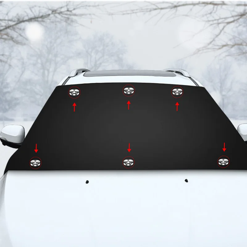 Car Snow Shield New Car Snow Shield Magnetic Absorption Storage Bag Waterproof Sun Protection Cream Sunscreen Universal Fit Front Row 210*120 cm