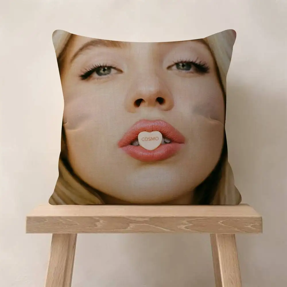 Kissenbezug mit Schauspielerin Sydney Sweeney Motiv, Farmhaus-Dekor, Zierkissenbezüge für Couch-Dekorationen – Detail 7