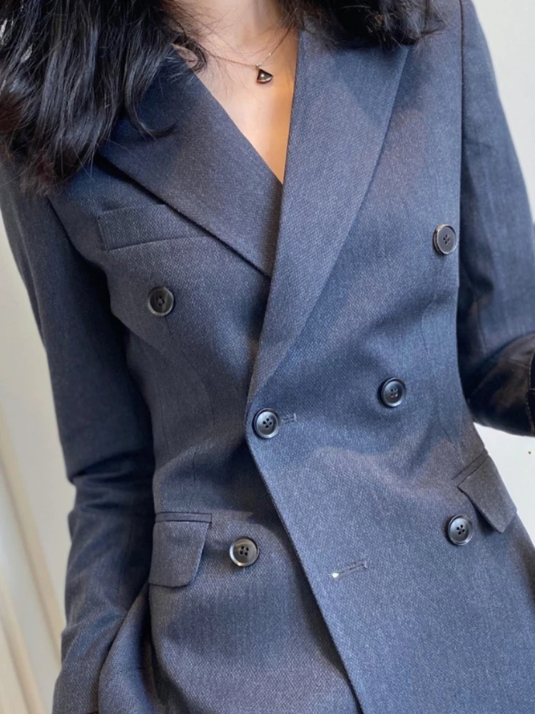 Women's Blazer Jacket Suit Spring Autumn Two Piece Set Fashion Casual Office Lady Solid Color Elegant Pant Suit