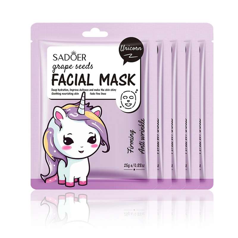 thumbnail image 1 of 5 mascarillas faciales SADOER con dibujos de frutas frescas, hidratantes, calmantes, iluminadoras, para el cuidado de la piel del rostro, 1 of 5