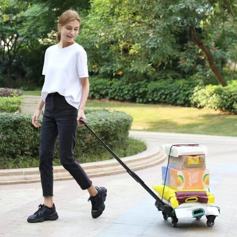 Folding Trolley With 4 TPR Silence Wheels Lightweight Platform Hand Trolley Carry Carts Heavy Duty 200kg New Upgraded