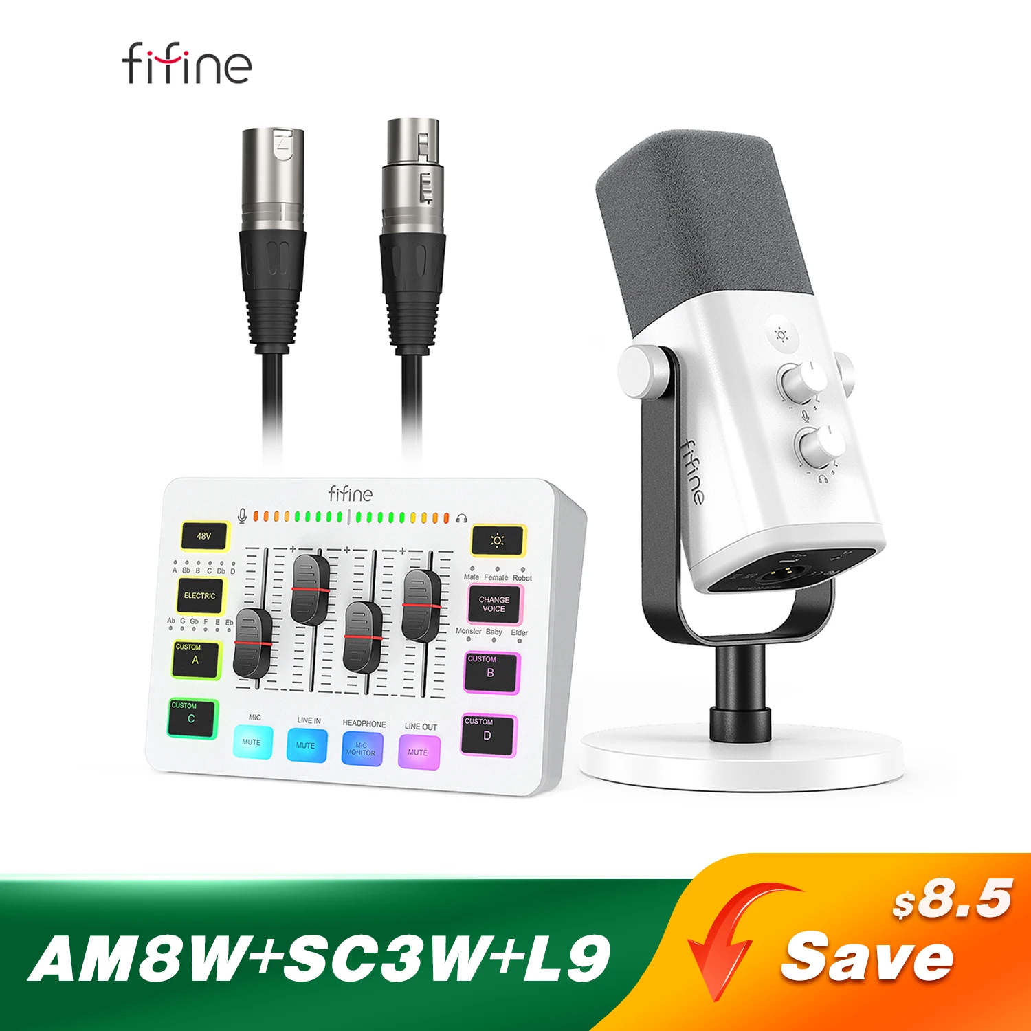 FIFINE Gaming Audio Set Microphone/Mixer/Headset for Streaming