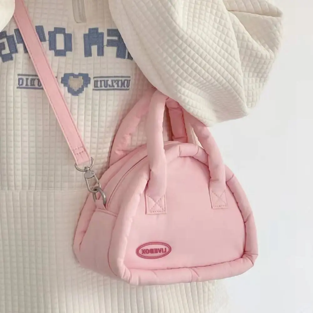

Large Capacity Nylon Cloud Handbag Soft Canvas Makeup Bag Cotton Down Crossbody Bag Purse Shoulder Bag Girl