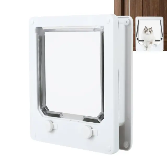 4 Way Cat Door Small Pet Door Locking Inside Dog Door Weatherproof Pet Exterior Bedroom Door for Pets Cats Puppy Kittens Puppies 2