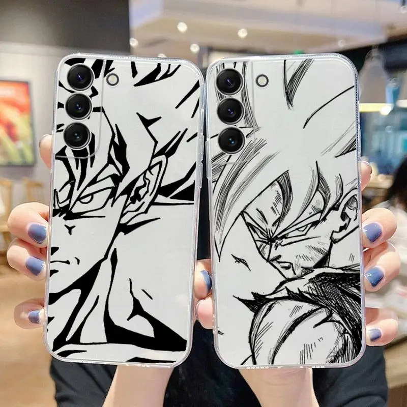 

Dragon Ball Z Line Art Sketch Phone Case For Samsung Galaxy S22 S21 Ultra S20 S30 FE S8 S9 S10 5G Plus Lite Soft Transparent