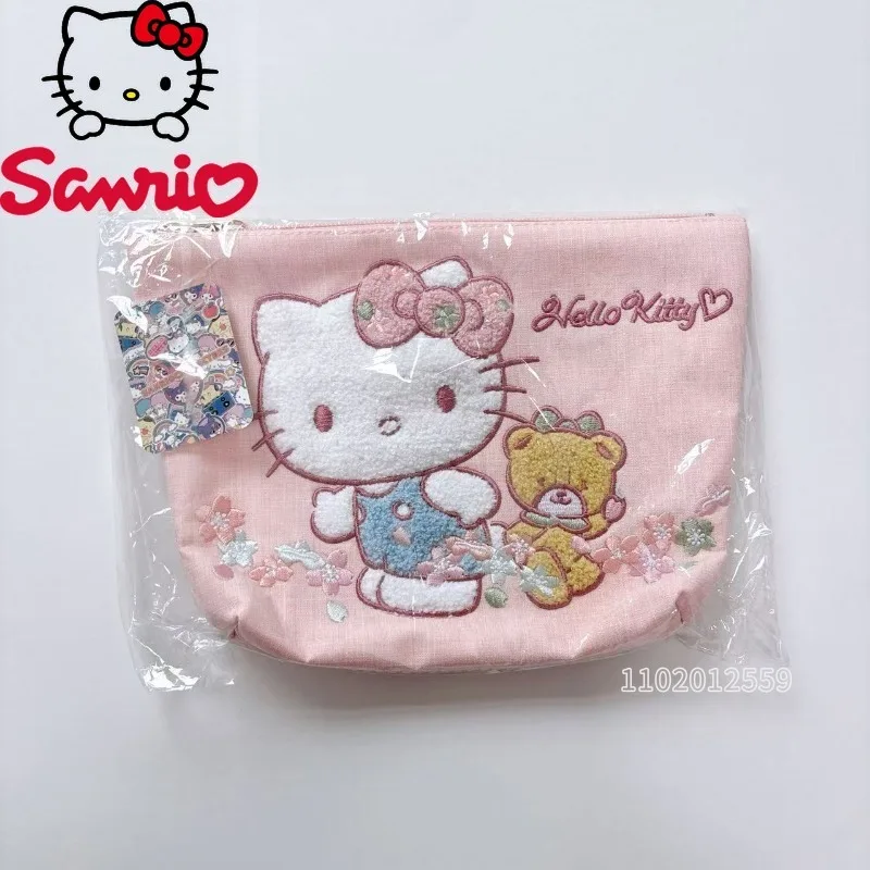   Portmonetka Hello Kitty z haftem, urocza damska portmonetka na monety, duża pojemność, modna kosmetyczka do przechowywania.